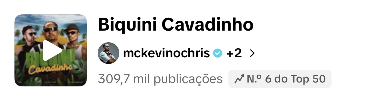 Biquini Cavadinho - N.6 do Top 50 TikTok - 309.7 mil publicações